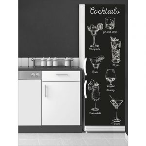 Image de Plage Sticker réfrigérateur - Verres de cocktail 59,5x180cm - noir