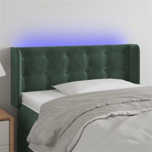 VidaXL Tête de Lit à LED Meuble de Chambre à Coucher Accessoire de Lit Simple Tête de Cadre de Lit Intérieur Vert Foncé 103x16x78/88 cm Velours