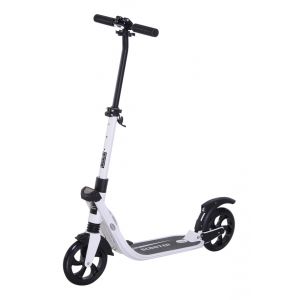Homcom Trottinette pliable pour adulte enfant à partir 14 ans dim. 93.5 x 38 x 95-105 cm hauteur guidon réglable aluminium blanc