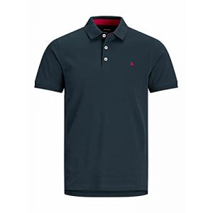 Image de Jack & Jones Polo à Manches Courtes Paulos XL Navy Blazer / Detail Tonal / True Red / Slim