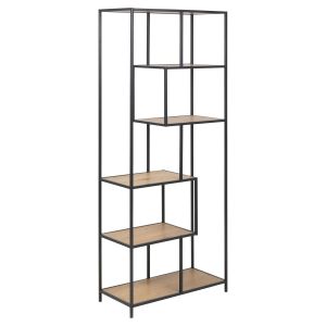 Bibliothèque 5 étagères asymétriques en mdf et métal beige