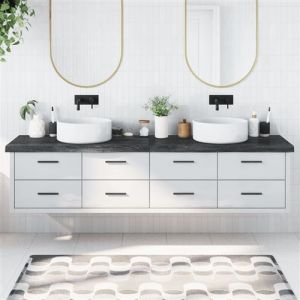 VidaXL Comptoir de salle de bain gris foncé 220x60x6 cm bois traité