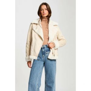 Morgan Blouson zippé suédine ivoire femme - Taille 40