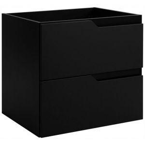 Furnidea - Meuble de salle de bain suspendu sous vasque MODERN noir 60 cm - 2 tiroirs, fa&ccedil;ade lisse