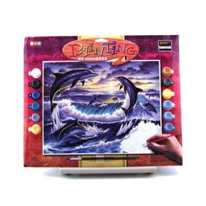 Oz international Peinture au numéro : Dauphins au clair de lune