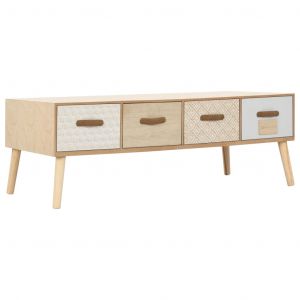 Image de VidaXL Table basse avec 4 tiroirs 110 x 50 x 40 cm Bois de pin massif