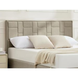 Vente-unique - Tête de lit 160 cm - Velours - Taupe - hermine