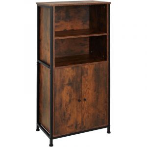 TecTake Buffet Doncaster 60x38x125cm - Buffet haut, armoire de cuisine, bibliothèque - bois foncé industriel