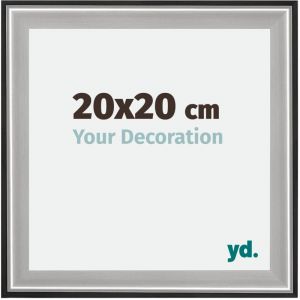 Your Decoration - 20x20 cm - Cadres en Bois avec Verre Plexiglas - Anti-Reflet - Excellente Qualit&eacute; - Noir Argent Poli - Cadre Decoration Murale - Birmingham,