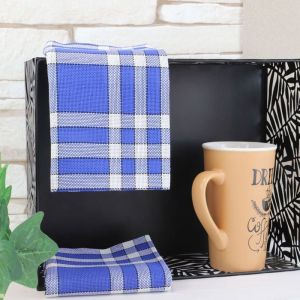 Image de Linandelle Lot de serviettes de table carreaux vichy normand bleu NELLY