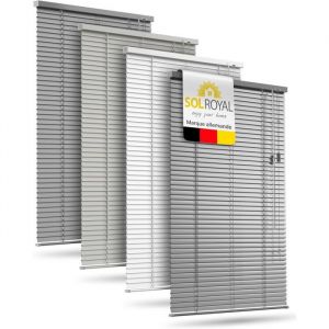 Sol Royal Store V&eacute;nitien sans Percage Aluminium 120x220 cm &ndash; Lamelles 25 mm &ndash; Store &agrave; Lamelles sans Percer &ndash; Argent Brillant &ndash; JA2
