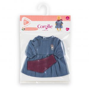 Corolle Robe en Jean Manches Longues & Foulard pour poupon 30 cm