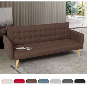 Modus Sofà Canapé lit 3 places clic clac en tissu inclinable design nordique Malibu, Couleur: Marron