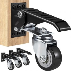VEVOR Roulettes deEtabli Lot de 4 Roulettes Pivotantes Industrielles 63,5 mm Capacite de Charge 74,8 kg Roues Retractables Laterales Ajustables 360°