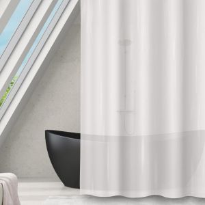 MSV Rideau de douche Polyester romana 120x200cm Blanc transparent