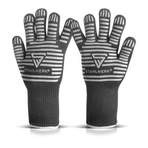 STAHLWERK Gants résistants à la chaleur jusqu'à 800°C EN 407:2004 Gants de protection thermique résistants au feu | Gants thermiques | Gants de travail en tissu ARAMID robuste
