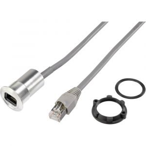 Tru Components Embase RJ45 femelle, Longueur de câble 1.50 m RJ45-03-BK embase femelle, mâle, droit noir 1 pc(s)