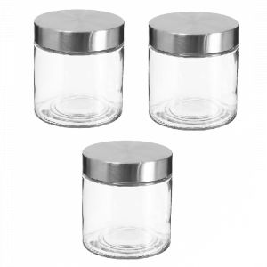 Secret de Gourmet Lot de 3 bocaux en verre avec couvercle en inox - 0,75 cl