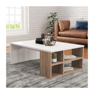 Table basse DEFNE 34x90 cm blanc/marron