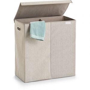 Zeller Panier à linge double compartiment, conteneur pliable pour sous-vêtements sales - 120 l, 63 x 61,5 x 31 cm