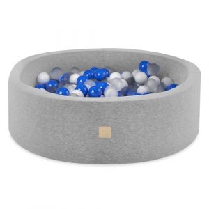 Piscine à Balles pour Bébé Enfants Chambre des Enfants MISIOO Ronde Coton Gris 90x30 cm 200 Balles: Bleu/Blanc/Transparent