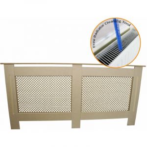 Monster shop Cache Radiateur &agrave; Motif Grillag&eacute; en MDF Naturel Personnalisable de 172cm x 82cm x 18,8cm