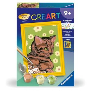 Ravensburger CreArt Kids 8x12 cm - Numéro d'art - Chaton et Fleurs - Kit de Peinture par numéros - Dès 9 Ans - 25587