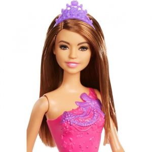 Mattel PRINCESSE DE POUPÉE avec des cheveux bruns et la robe en rose fuchsia et violet poupée figurine