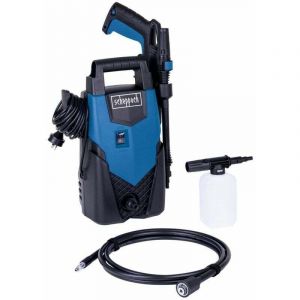 Scheppach Nettoyeur Haute Pression HCE1400 - 110bar - 1400W - Débit Max: 408 L/h - 88dB -Léger et facile à transporter - Pistolet avec rallonge, réservoir et