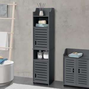 Image de Meuble Colonne Pour Salle De Bain Mora 135 x 32 x 32 cm Gris Foncé