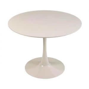 Oviala Table &agrave; manger ronde 4 personnes D100 cm beige