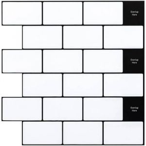 Stickers muraux Carreaux Autocollants 3D PVC 30,5x30,5 cm 10 Pi&egrave;ces Blanc