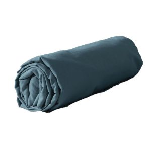 Coté Déco Drap housse 100% coton lavé 57 fils 160 x 200 cm marine