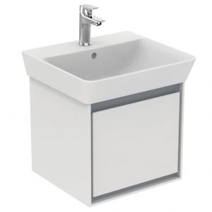 Ideal Standard Meuble pour lavabo cube 43,5x40,2x40cm 1 tiroir Blanc laqué / Gris plume - CONNECT AIR