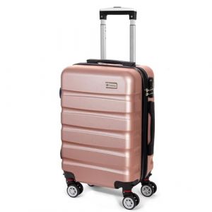 Todeco Valise Cabine 56cm, ABS+PC Valise à Main légère avec Coque Rigide, avec 4 Doubles Roues, 56x36x22cm, Or rose