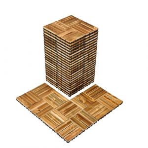 VEVOR Dalles de Terrasse Embo&icirc;tables, Lot de 27, Rev&ecirc;tement de Sol Bois Massif Imperm&eacute;able, 30x30 cm, 25083 c㎡, Utilisable par Tous les Temps, pour Porche, Piscine, Balcon, Arri&egrave;re-cour, Couleur Bois