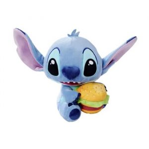 Simba Toys Disney Stitch avec Hamburger - Peluche de 25 cm - Convient dès Les Premiers Mois de Vie