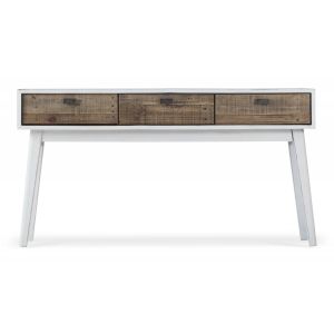Image de Décoration d'Autrefois Console 3 Tiroirs Bois Blanc 140x35x75cm