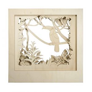 Rayher Cadre décoratif en bois XL à motif 3D - 53 x 53 x 14,5 cm - Toucan