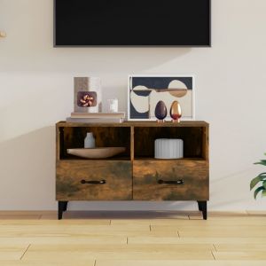 VidaXL Meuble tv Ch&ecirc;ne fum&eacute; 80x36x50 cm Bois d'ing&eacute;nierie Ch&ecirc;ne fum&eacute;