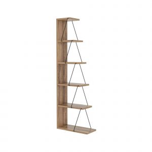 Dmora - Bibliothèque Dpallanc, Etagère de bureau, Porte-livre mobile, Librairie, 50x22h150 cm, Chêne et Noir