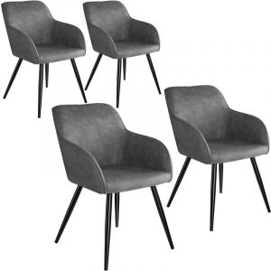 TecTake 4 Chaises Marilyn tissu - gris/noir