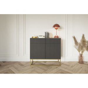 Selsey VELDIO - Commode à deux portes - 100 cm - avec deux tiroirs - noir