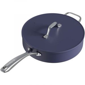 Ciarra Beyond Poêle à Frire avec Couvercle en Aluminium pour Tous Types de Cuisinières 28 cm Bleu