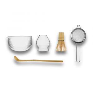 Ogo Living Coffret &agrave; matcha 5 pi&egrave;ces en bambou et verre