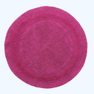 HOMESCAPES Tapis de Bain Rond en Coton, Tapis Rond Salle de Bain 80 cm, Tapis de Bain Framboise