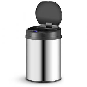 Poubelle automatique / Poubelle / Poubelle &agrave; d&eacute;tecteur - 30 litres - Argent&eacute; - Rond