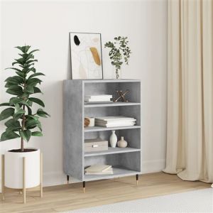 VidaXL Buffet Haut, Armoire avec Étagère et Pieds, Meuble de Rangement Salle de Séjour Salon Intérieur, Moderne, Gris Béton Bois d'Ingénierie