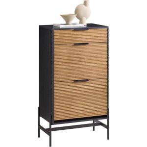 Sobuy HFSR03-SCH Meuble à Chaussures, Meuble d'entrée, Meuble de Rangement à Chaussures, Commode à Chaussures avec 1 Tiroirs et 2 Abattants pour
