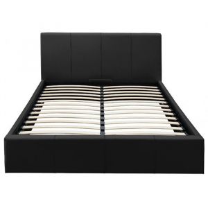 Lit coffre 2 places BASTIEN simili cuir NOIR 140x190 cm sommier inclus